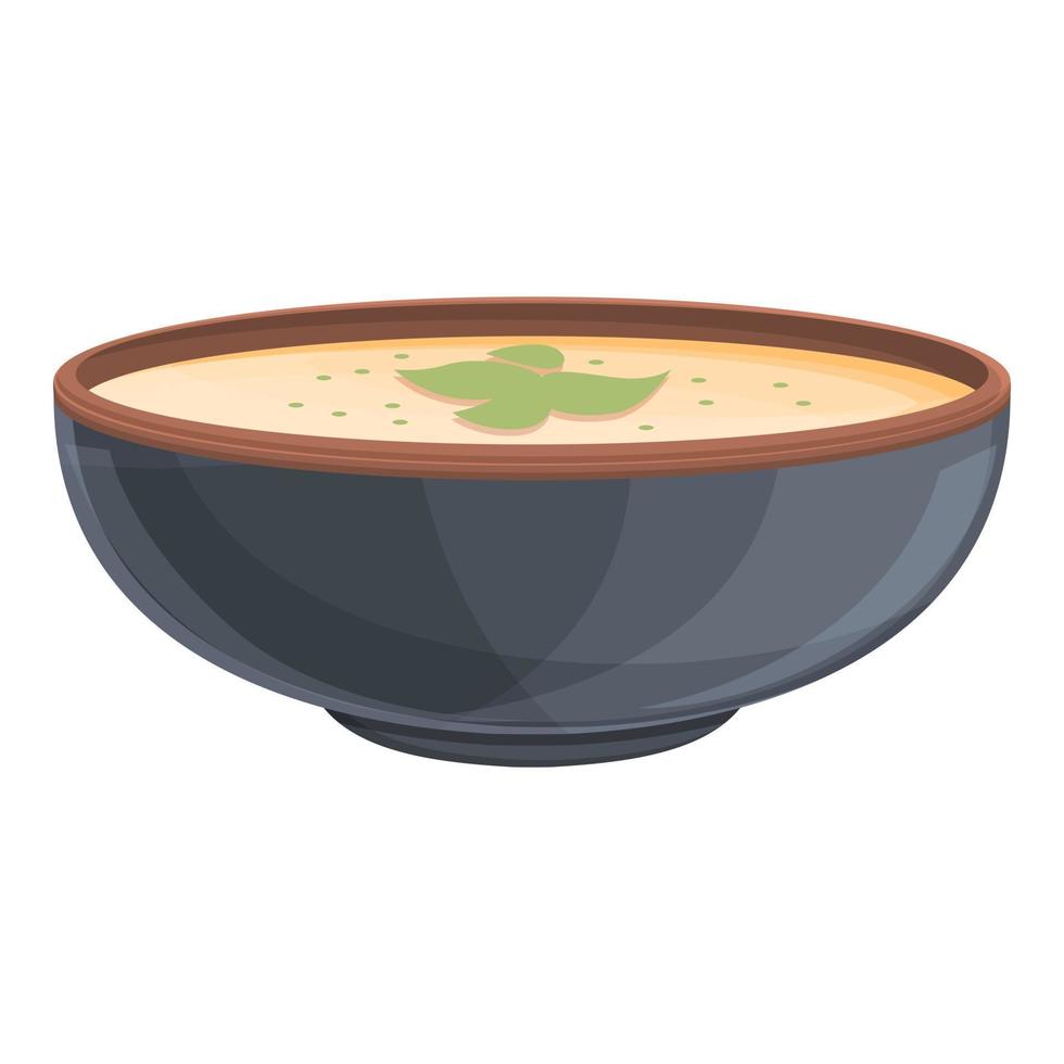 Eat cream soup icon cartoon vector. Hot bowl plate vector