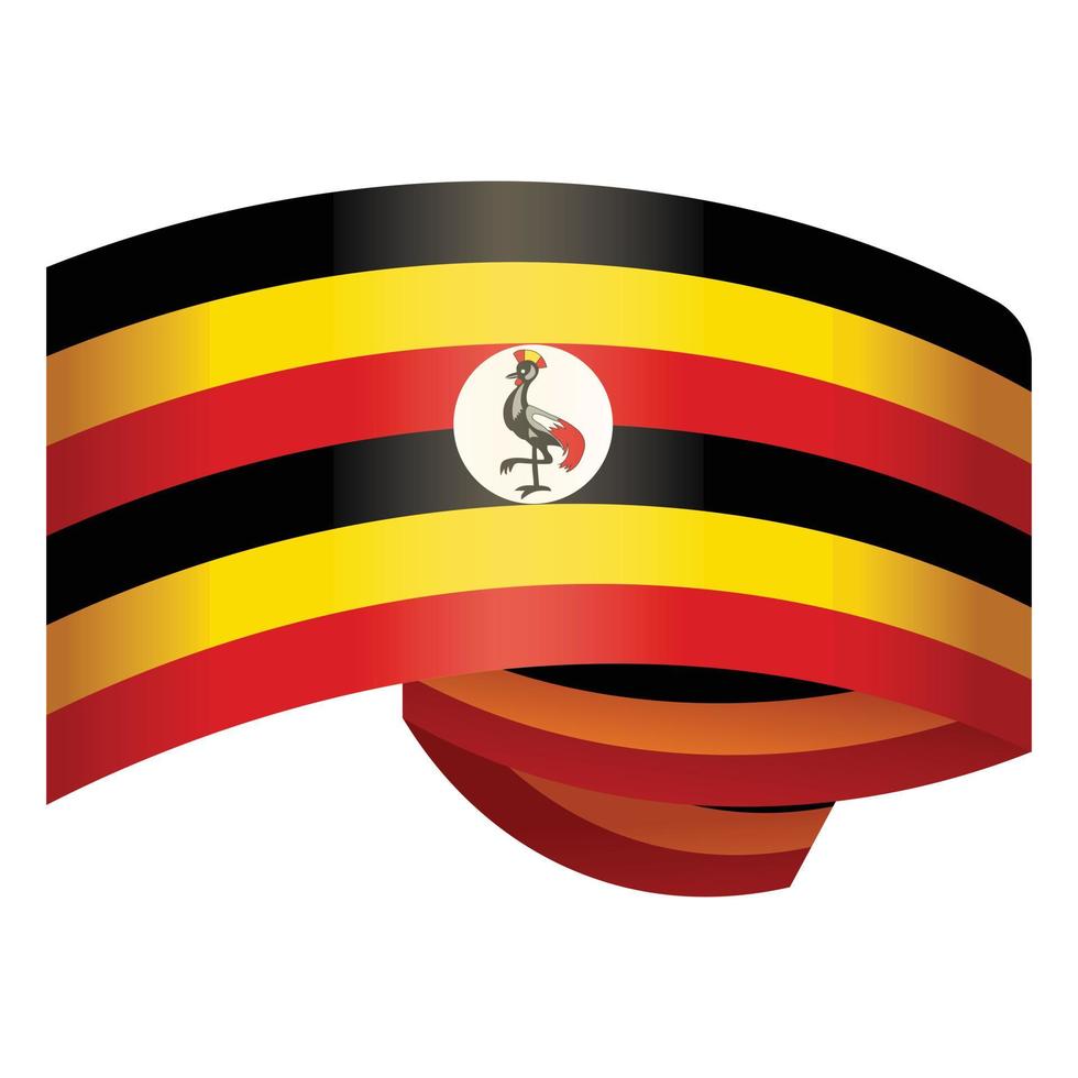 Uganda flag ribbon icon cartoon vector. Independence day vector