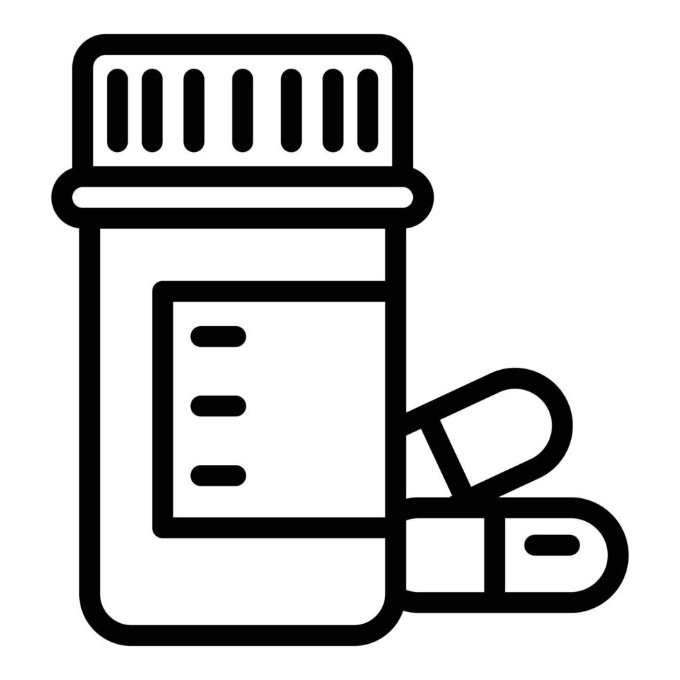 Capsule pill jar icon, outline style vector
