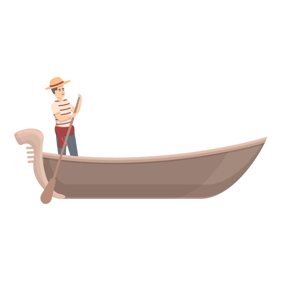 Gondolier guide icon cartoon vector. Venice gondola vector