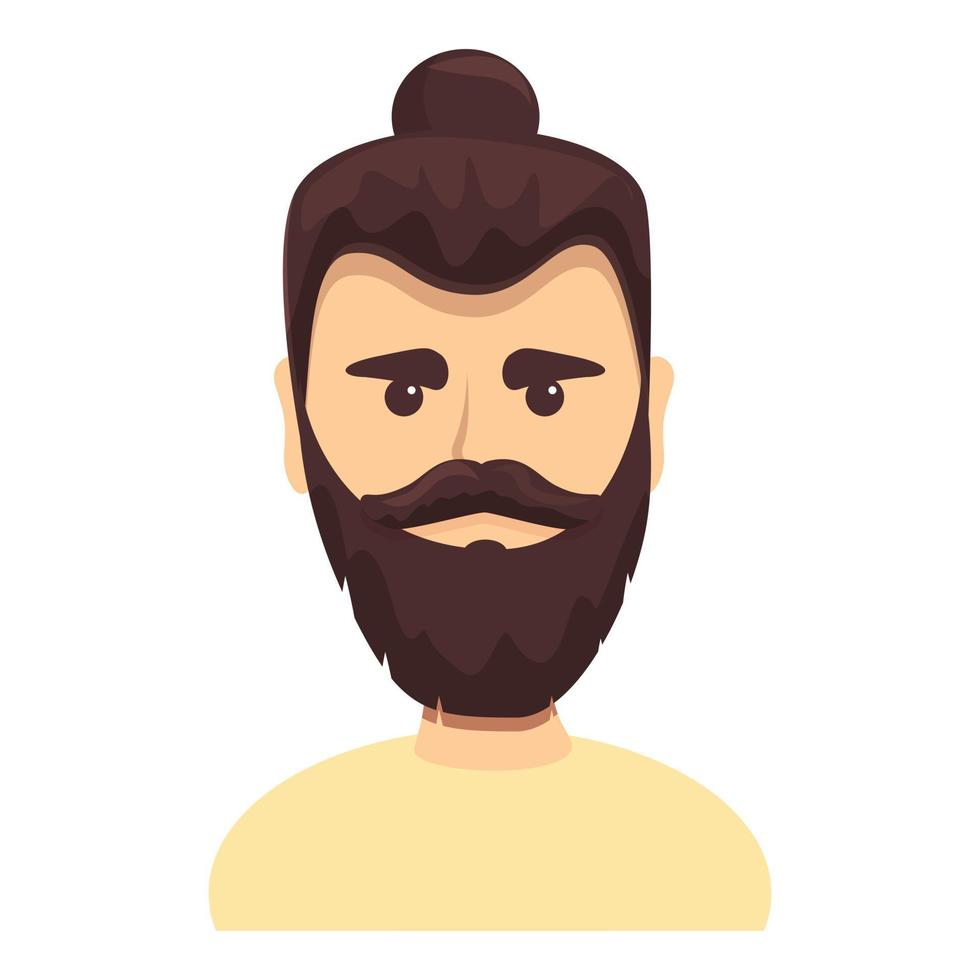 icono de hippie barbudo, estilo de dibujos animados vector