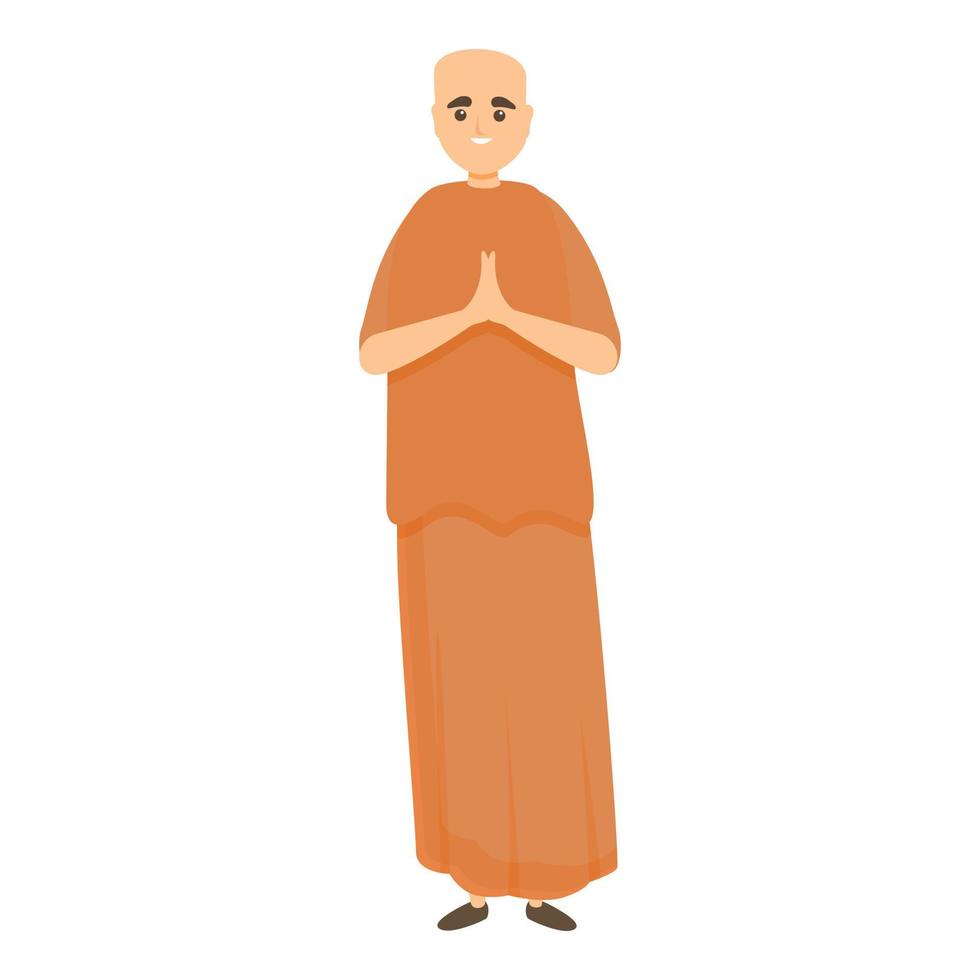 Buddhist priest icon, cartoon style vector