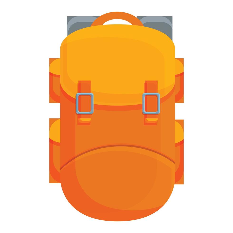 Camping large backpack icon, cartoon style vector