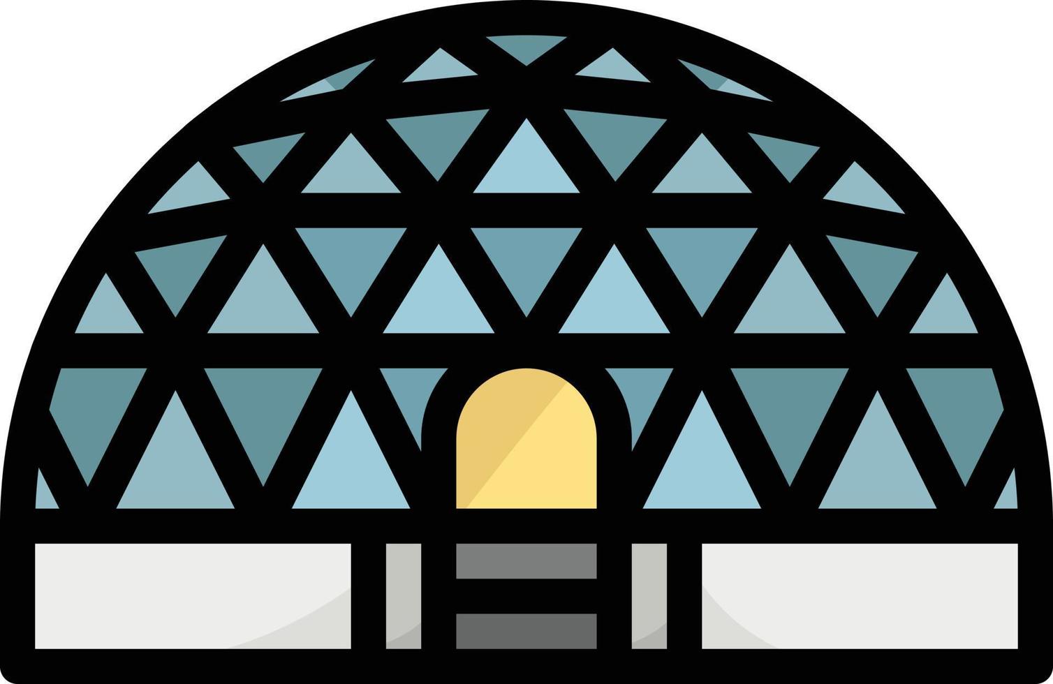 domo esfera espacio bola edificio - icono de contorno lleno vector
