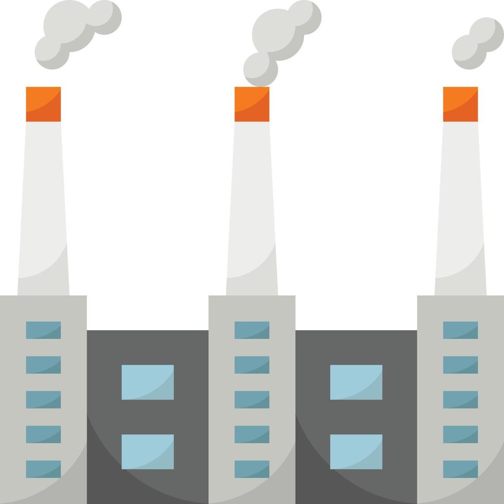 factory polution smoke production building - flat icon vector