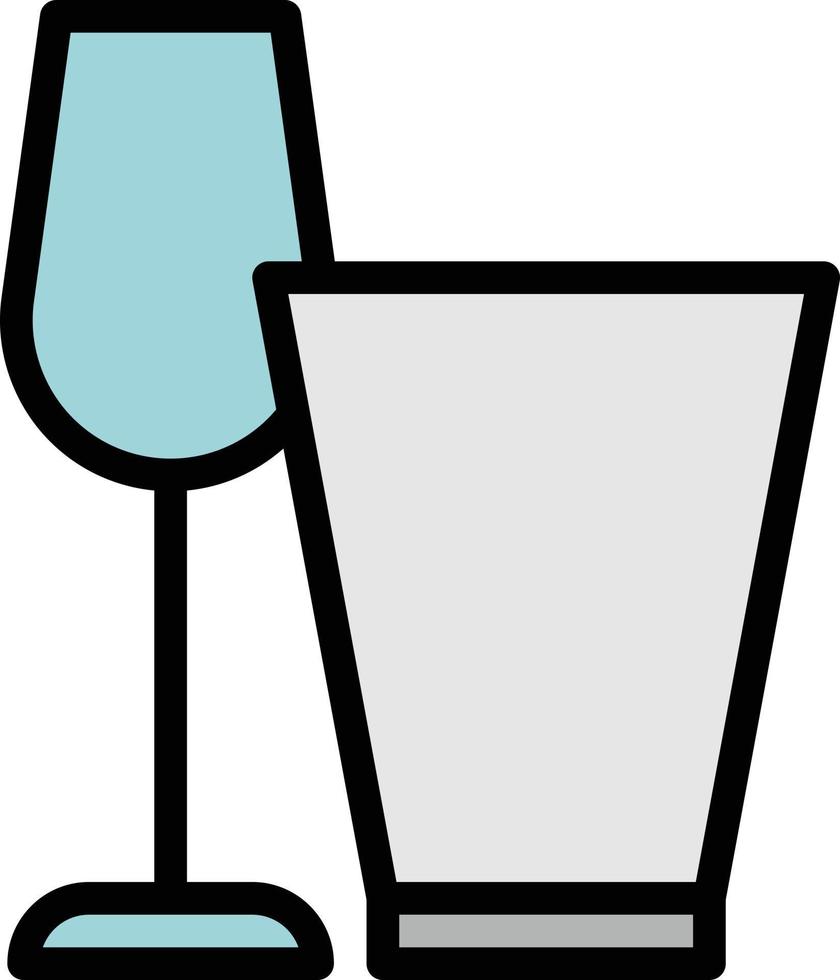 vasos vidrio vino bebida cocina - icono de contorno lleno vector