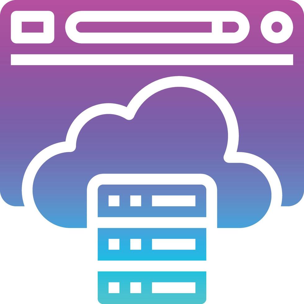cloud hosting website database seo - solid gradient icon vector