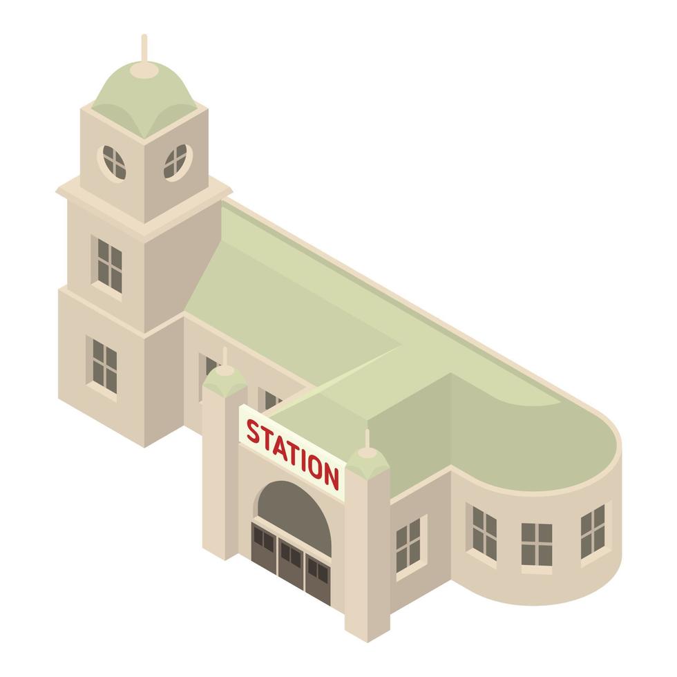 Express railway station icon, isometric style vector