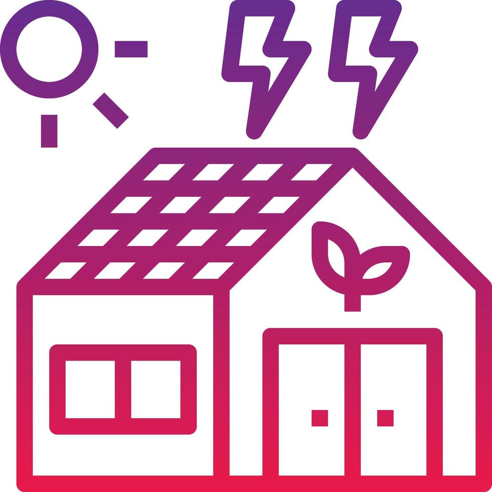 house ecology solarcell energy lighting - gradient icon vector