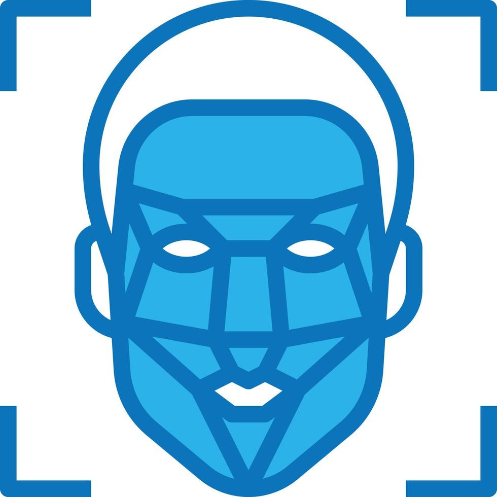 facial recognition scan ai artificial intelligence - blue icon vector