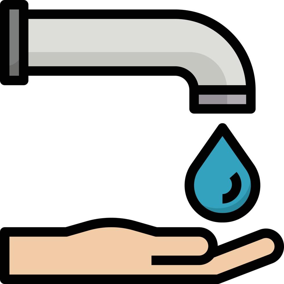 water saving hand wash clean ecology - filled outline icon vector