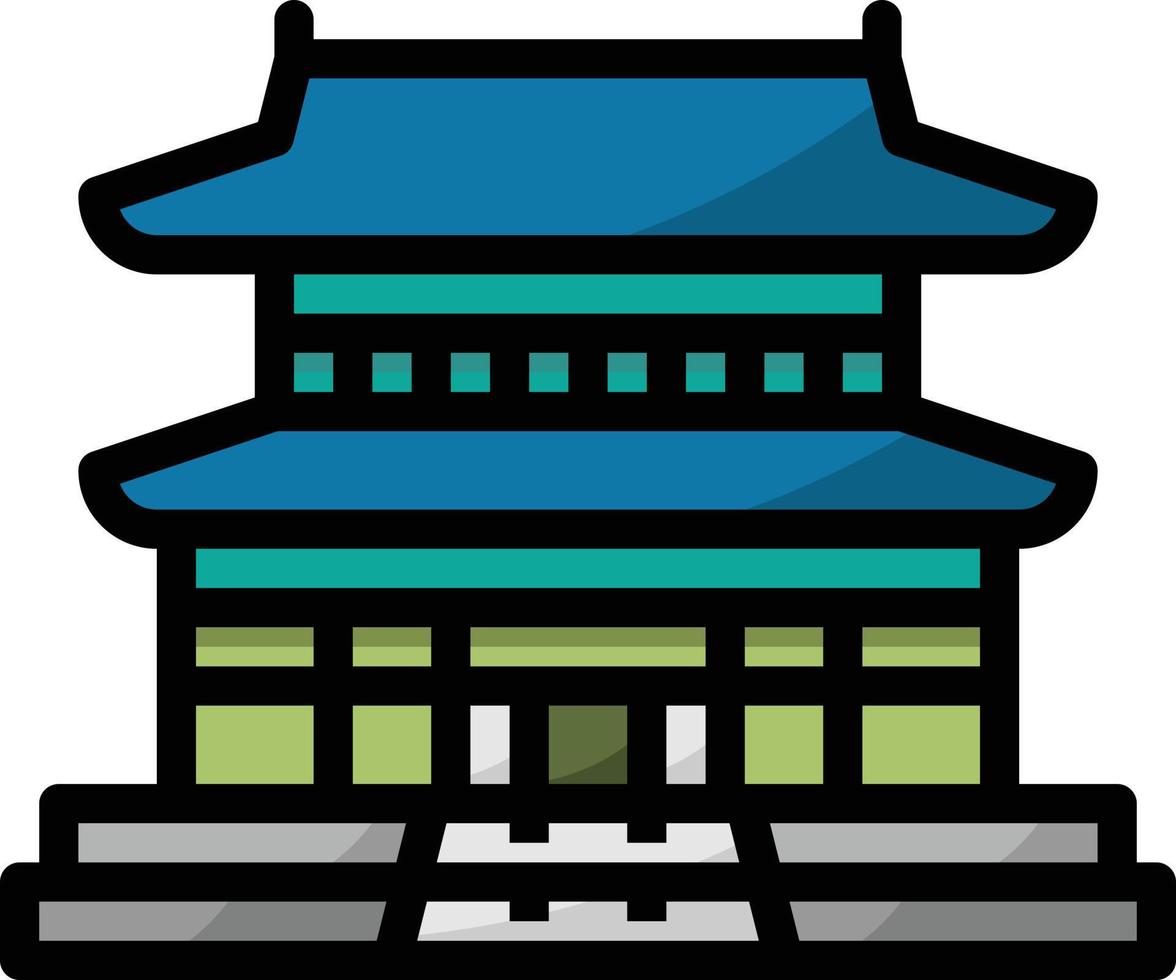 edificio emblemático del palacio gyeongbokgung corea - icono de contorno lleno vector