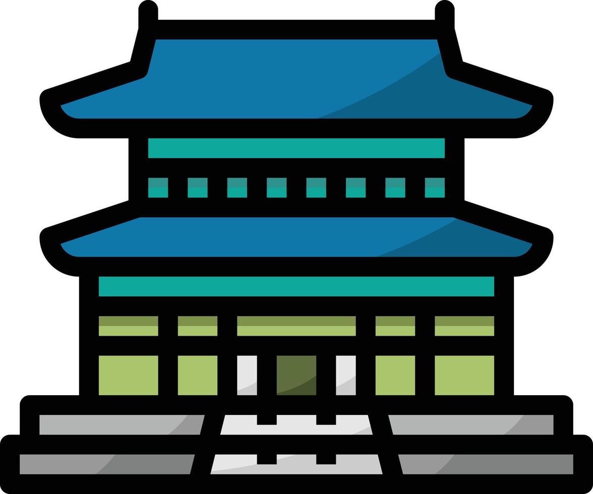 gyeongbokgung palace landmark korea building - filled outline icon vector