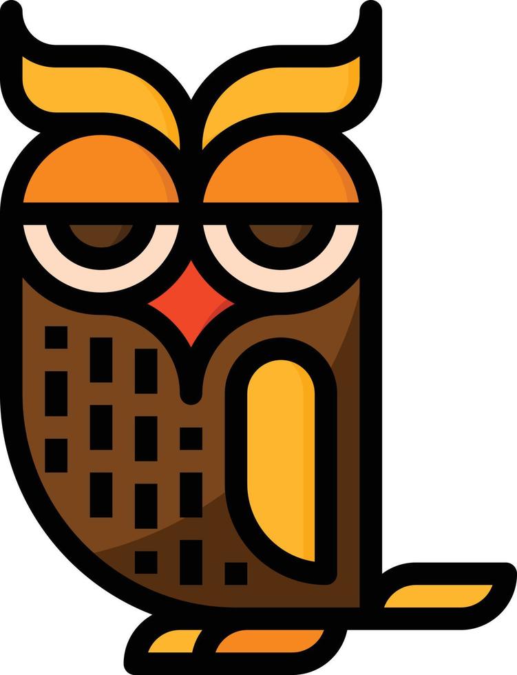 owl animal night poultry halloween - filled outline icon vector