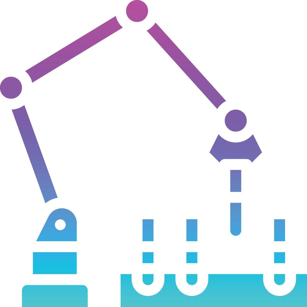 brazo de robot de prueba de laboratorio ai - icono de gradiente sólido vector