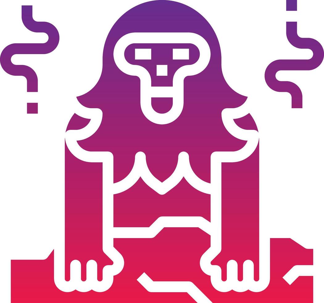 monkey snow ice cold japan - solid gradient icon vector