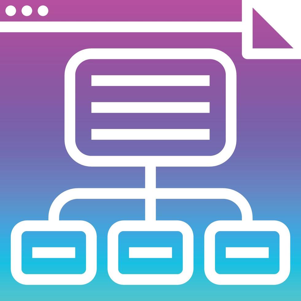 mapa del sitio gráfico organización del sitio web seo - icono de gradiente sólido vector