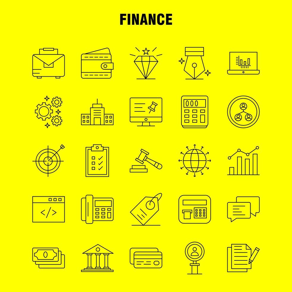 Finance Line Icons Set For Infographics Mobile UXUI Kit And Print Design Include Computer Pin Text Finance Search Research Finance Man Icon Set Vector