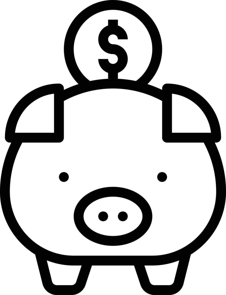 saving pig piggy bank - outline icon vector