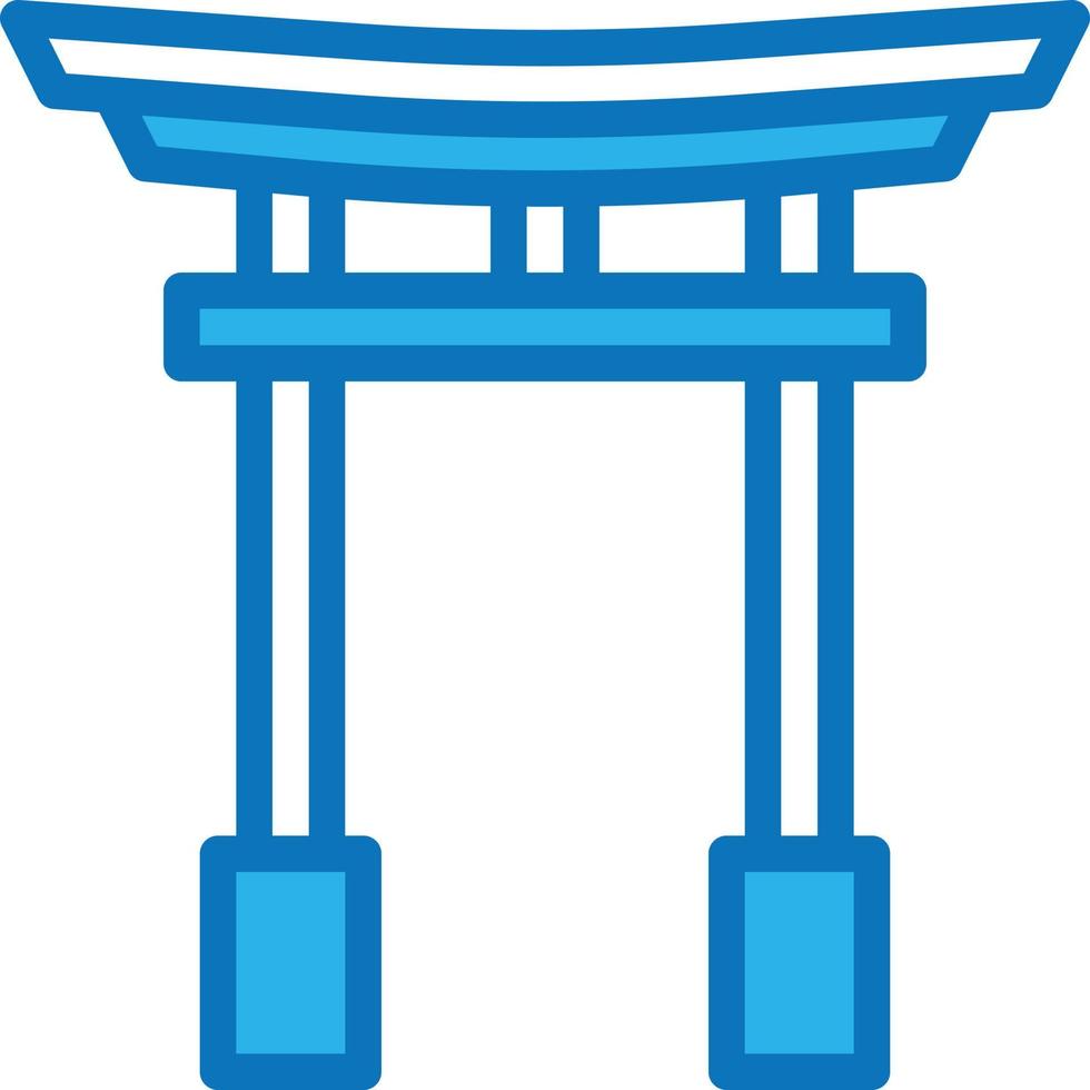 puerta torii templo japón japoneses - icono azul vector