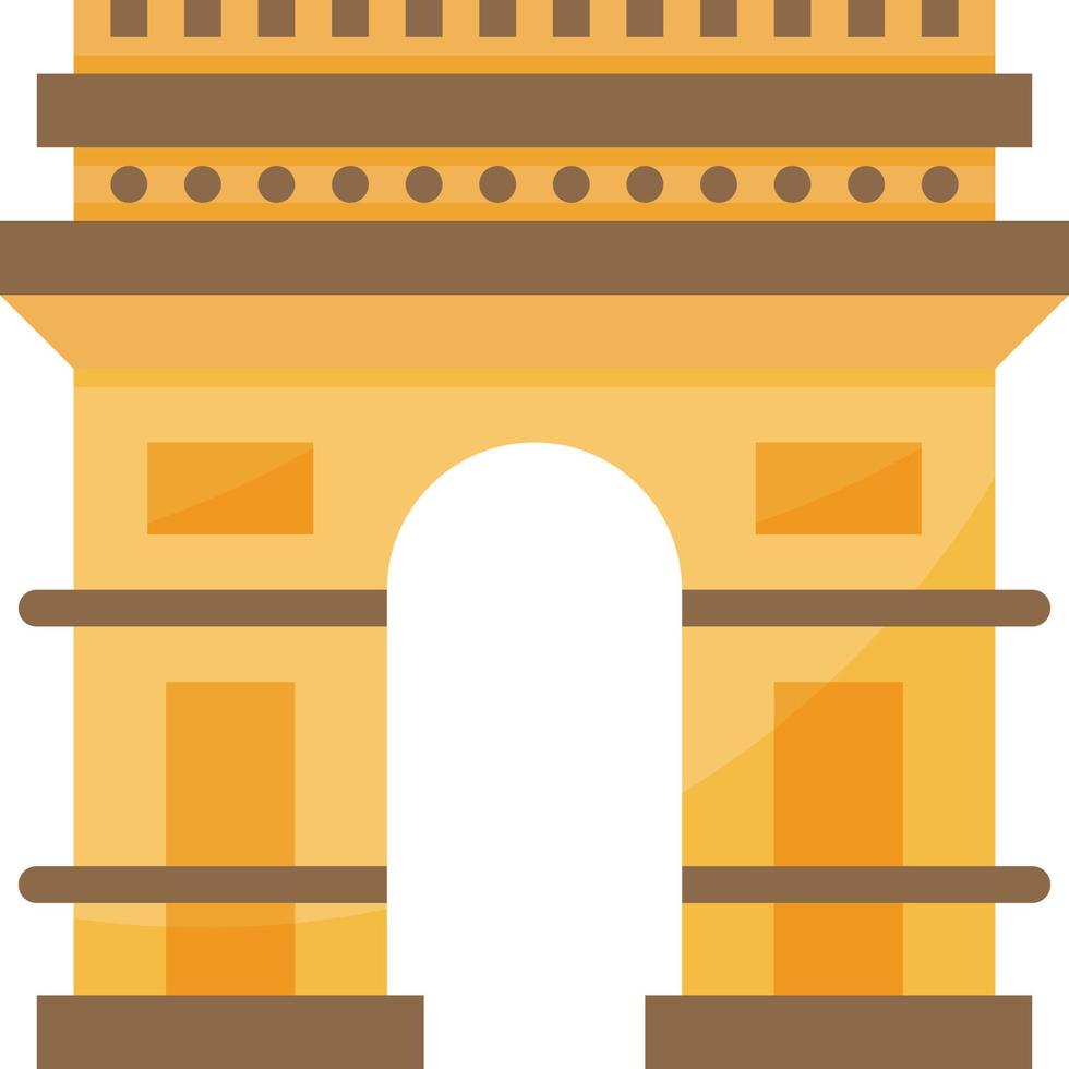 el arc de triomphe paris francia edificio emblemático - icono plano vector