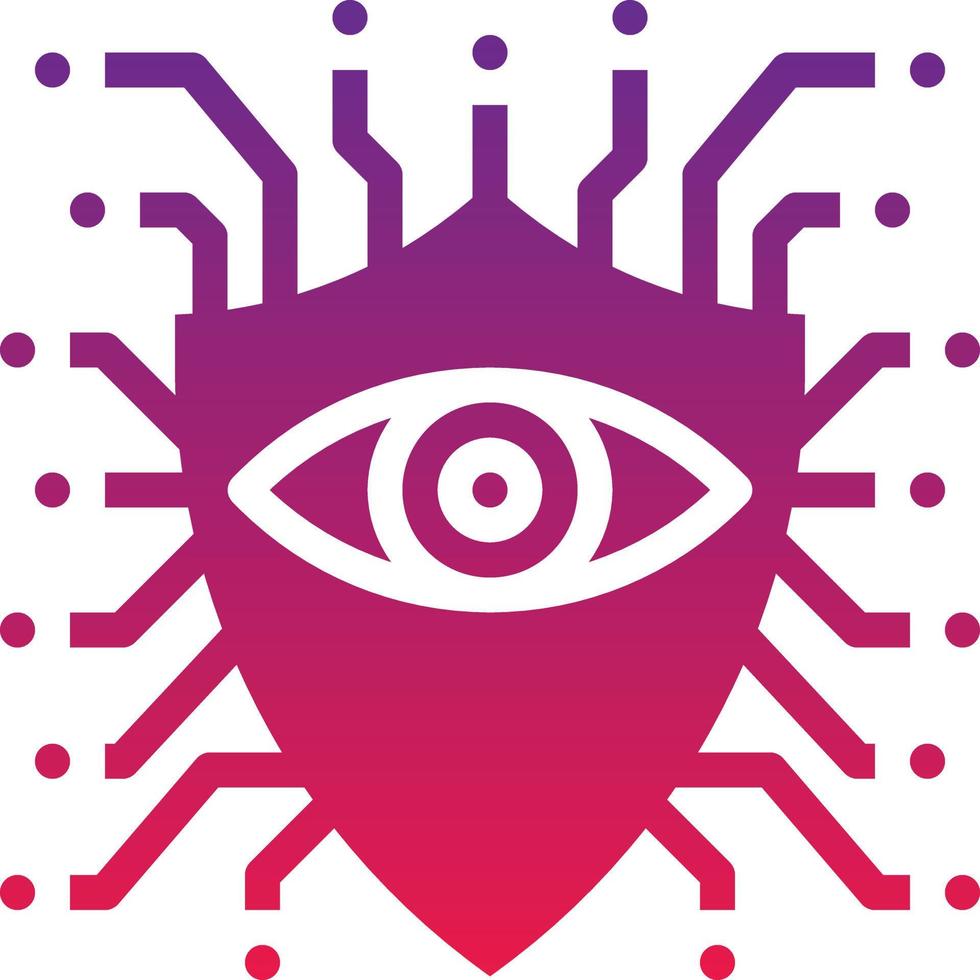 security safety ai artificial intelligence - solid gradient icon vector