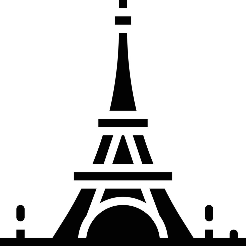 punto de referencia de la torre eiffel parís francia - icono sólido vector