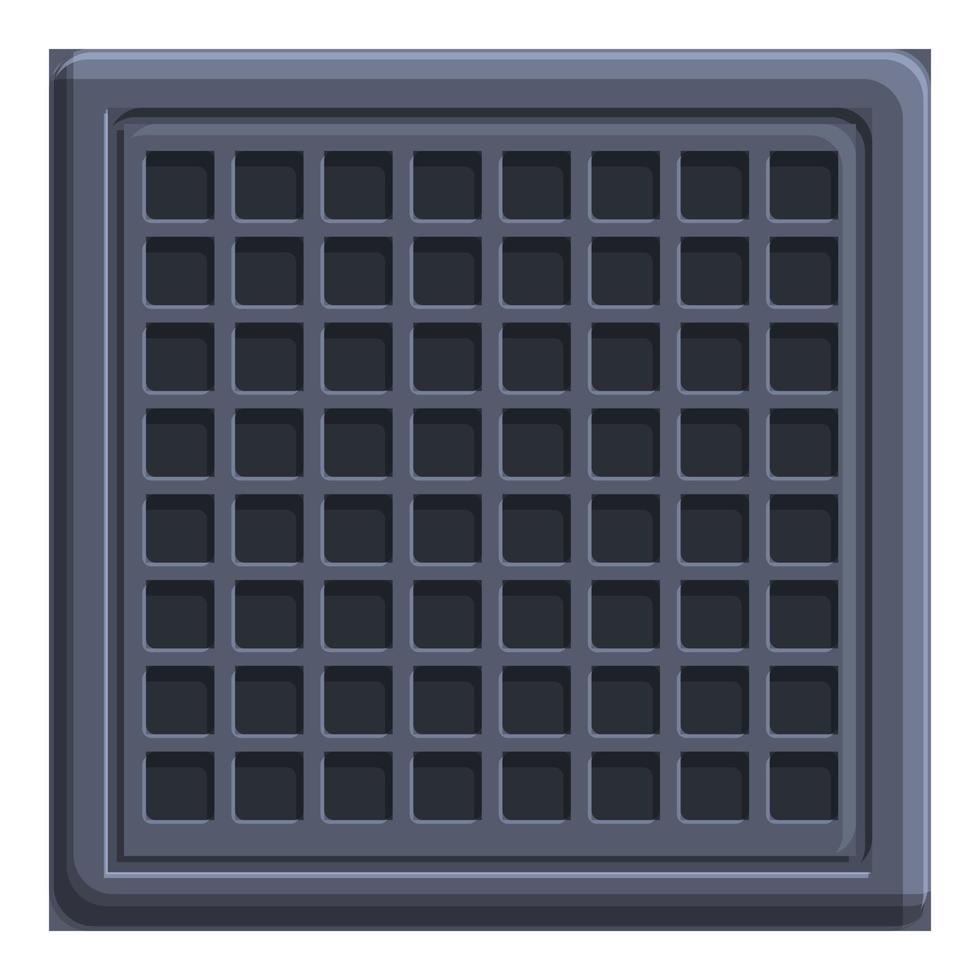Square manhole icon, cartoon style vector
