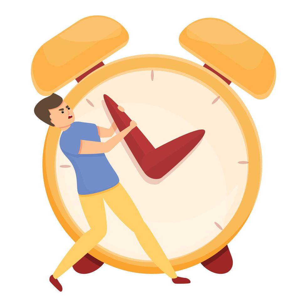 Alarm clock time management icon, cartoon style vector