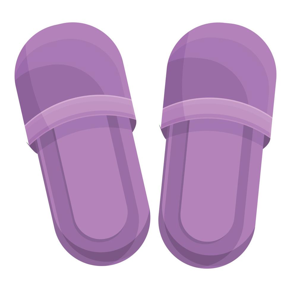 Lilac slippers icon, cartoon style vector