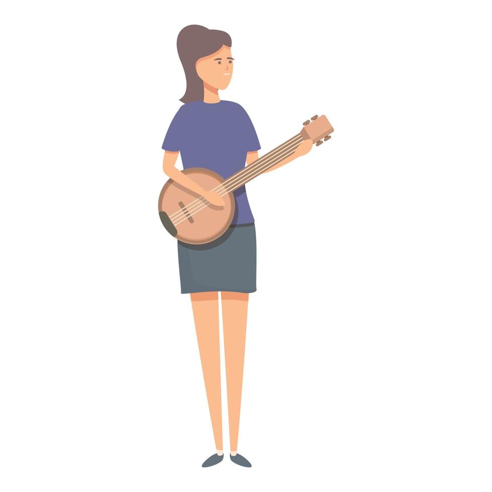 chica en vector de dibujos animados de icono de escuela de música. banda de niños