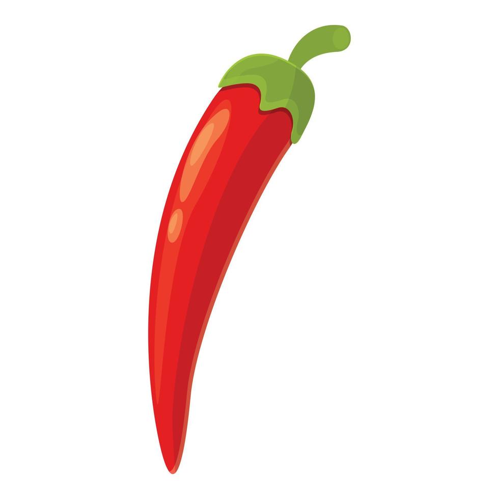 Red chilli pepper icon, cartoon style vector
