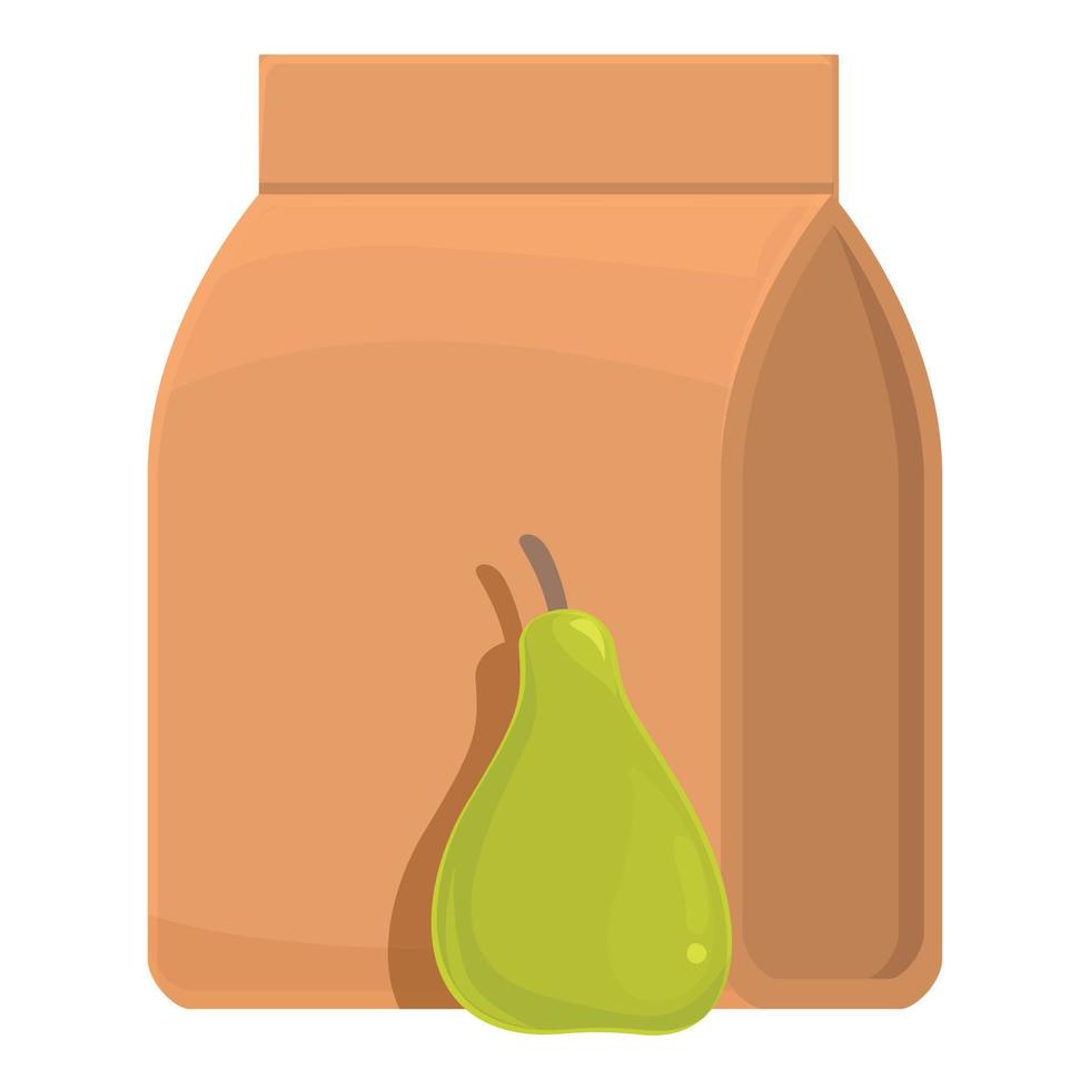 Green pear box pack icon cartoon vector. Snack meal vector