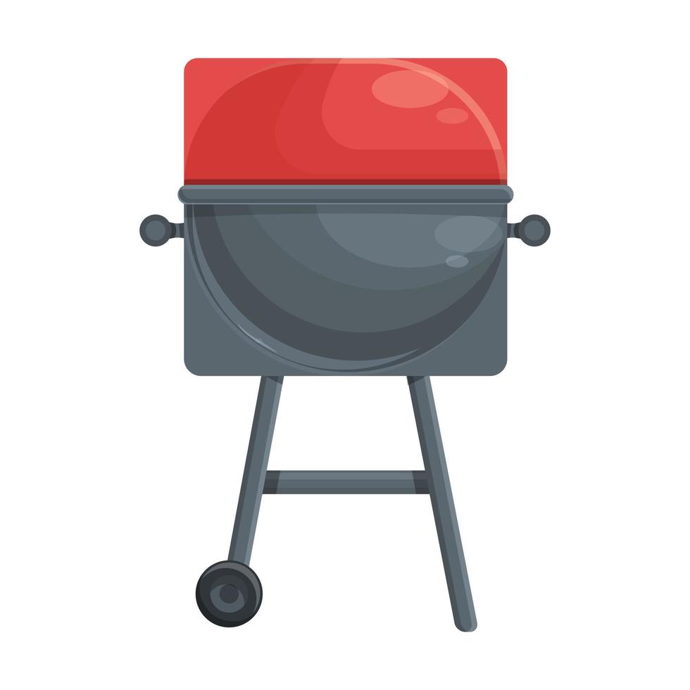 Bbq red grill icon cartoon vector. Cook food vector