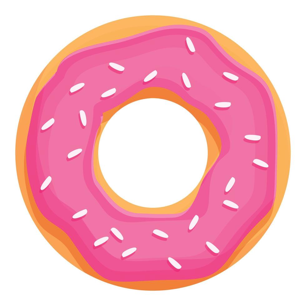 Pink donut icon cartoon vector. Sugar cake vector