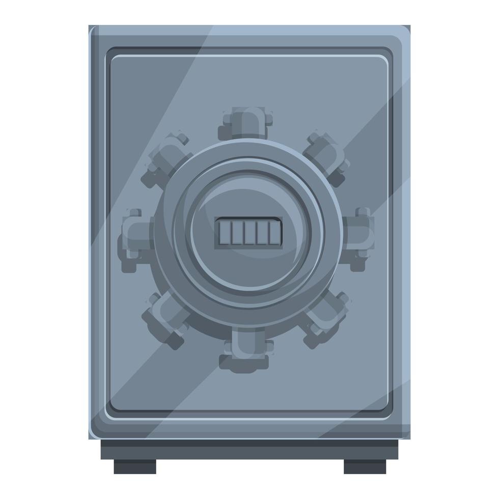 Cipher steel safe icon, cartoon style vector