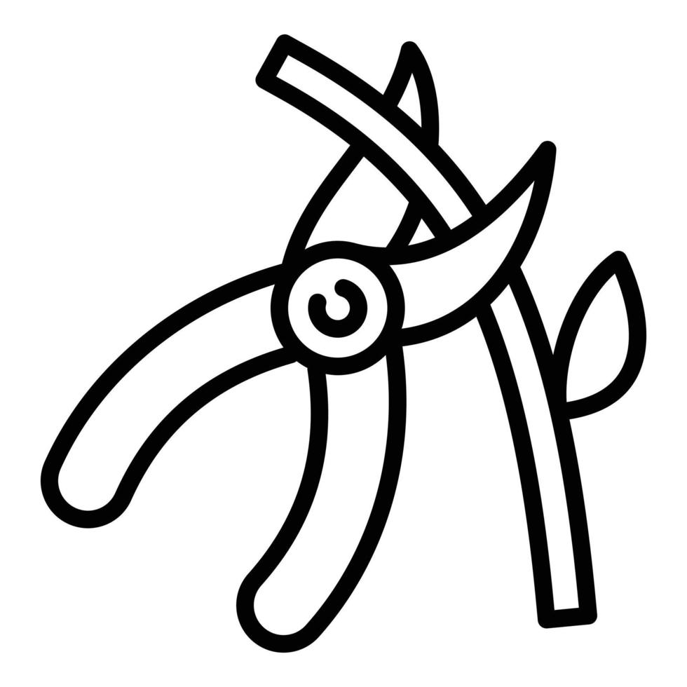 Secateurs cuts plant icon, outline style vector