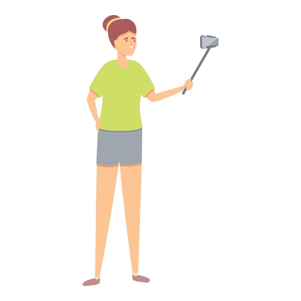 Vlogger selfie stick icon cartoon vector. Live stream vector