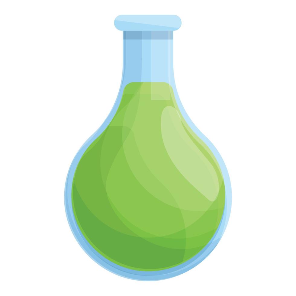 Green lab flask icon cartoon vector. Medical science vector