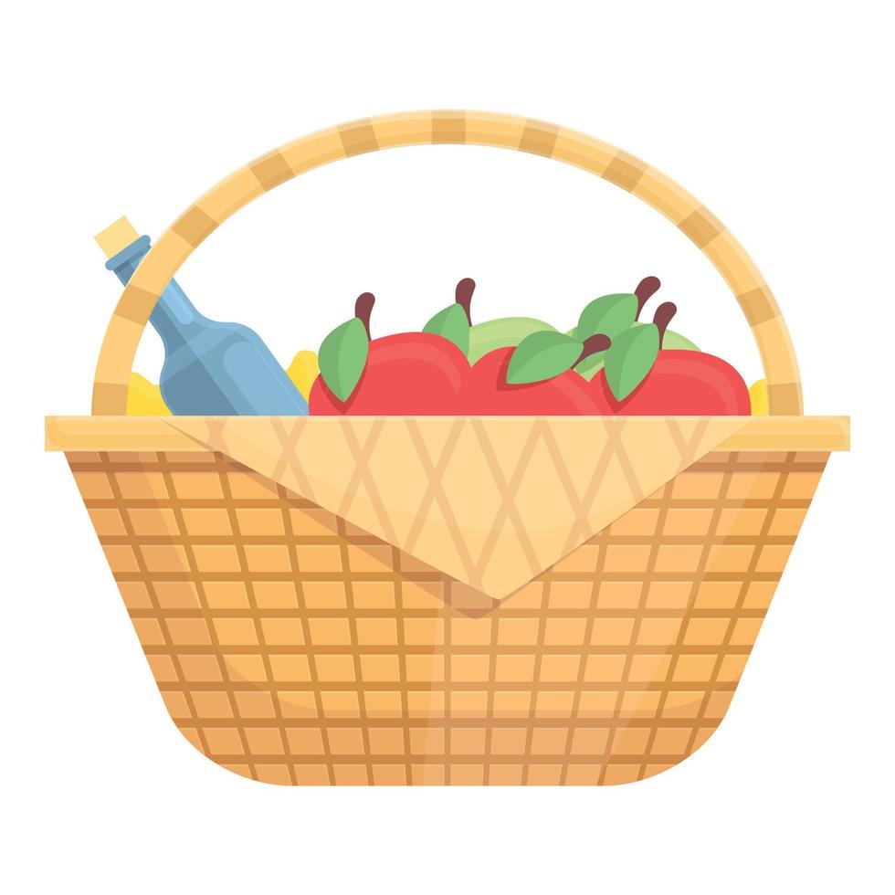 icono de cesta de picnic de comida, dibujos animados y estilo plano vector