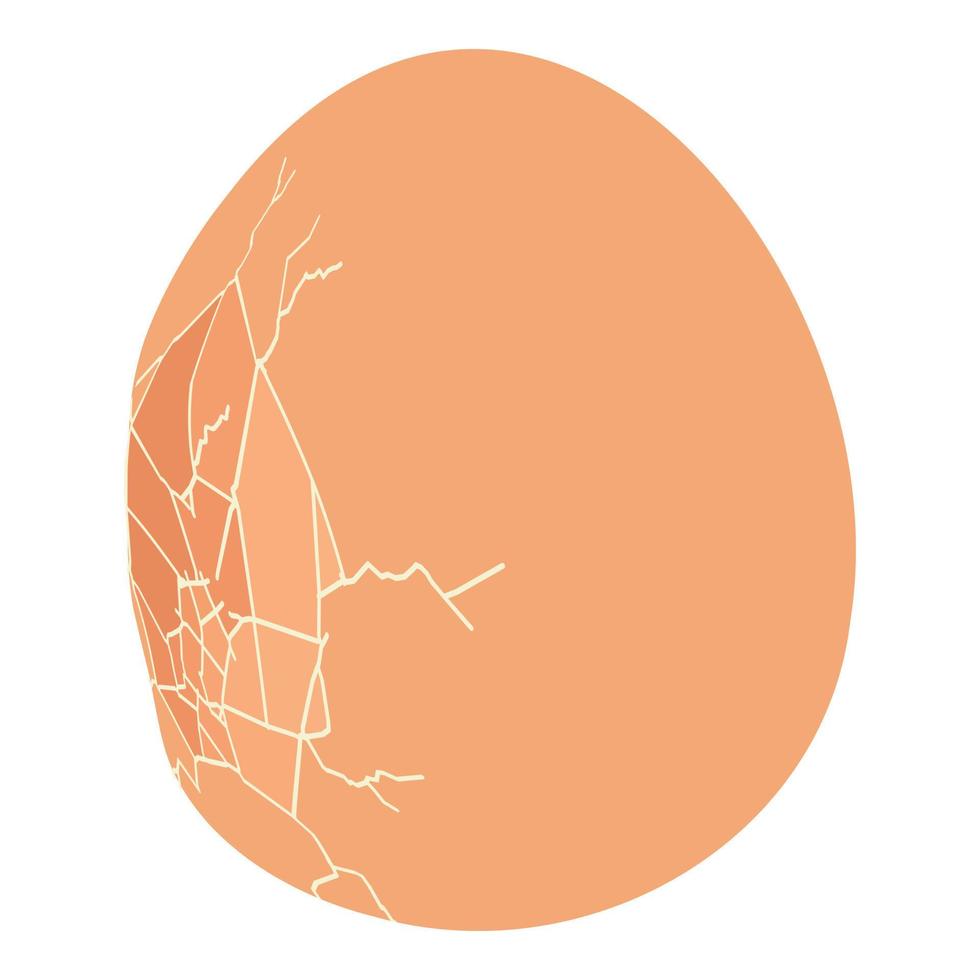 icono de huevo hervido agrietado, estilo isométrico vector