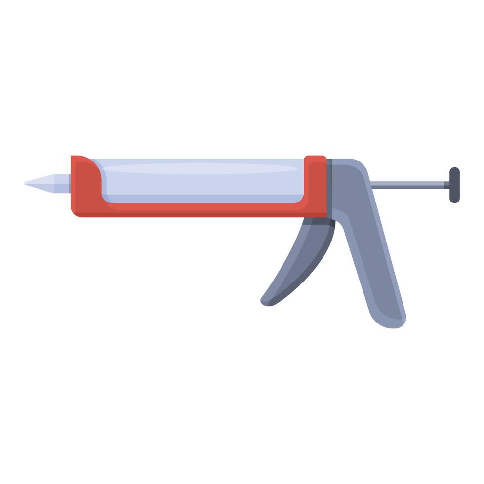 Seal silicone caulk gun icon, cartoon style vector