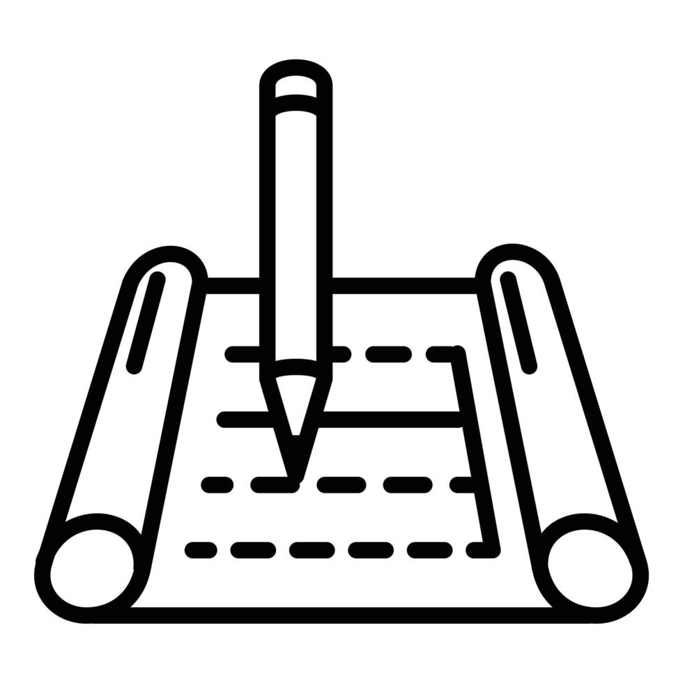 Draw architect plan icon, outline style vector
