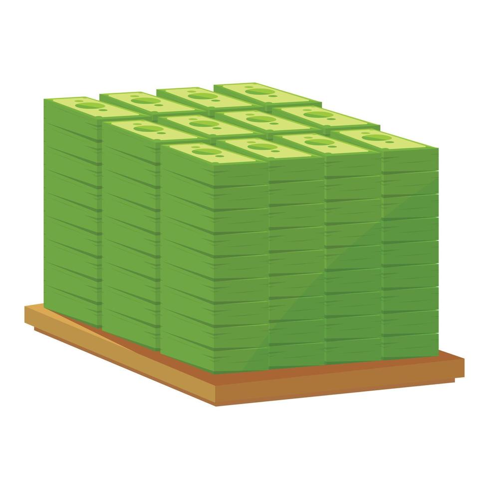 Bank cash wood pallet icon, cartoon style vector