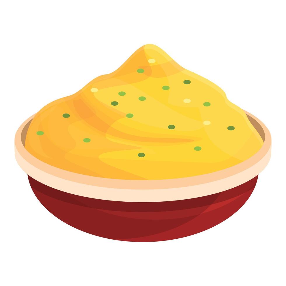 Mashed potatoes icon, cartoon style vector