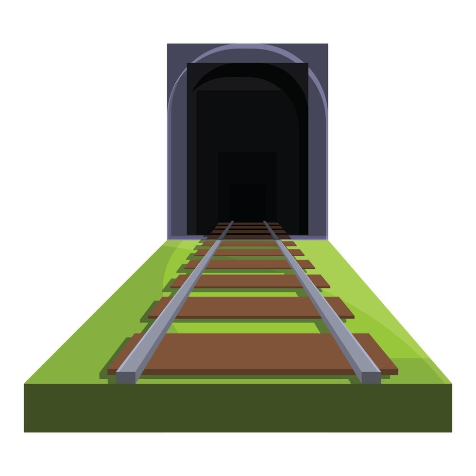 Railway land tunnel icon, cartoon style vector
