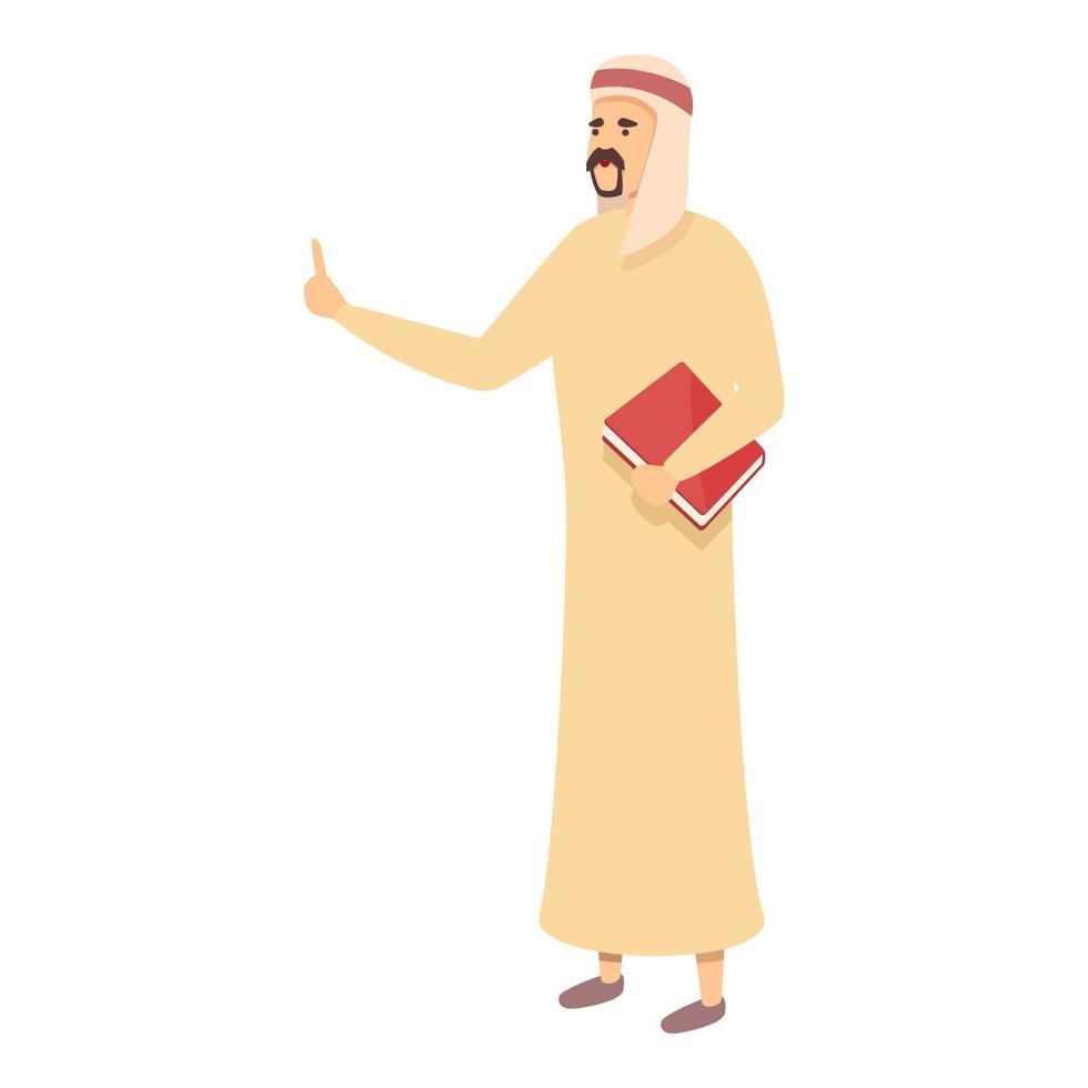 Modern muslim teacher icon cartoon vector. Online study vector