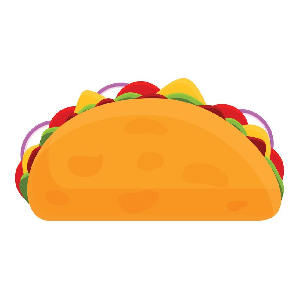 Vegetarian taco icon, cartoon style vector