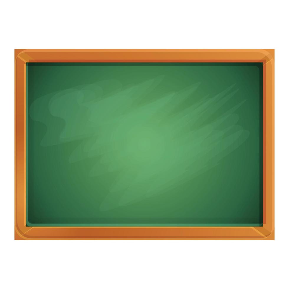 Green wooden chalkboard icon, cartoon style vector