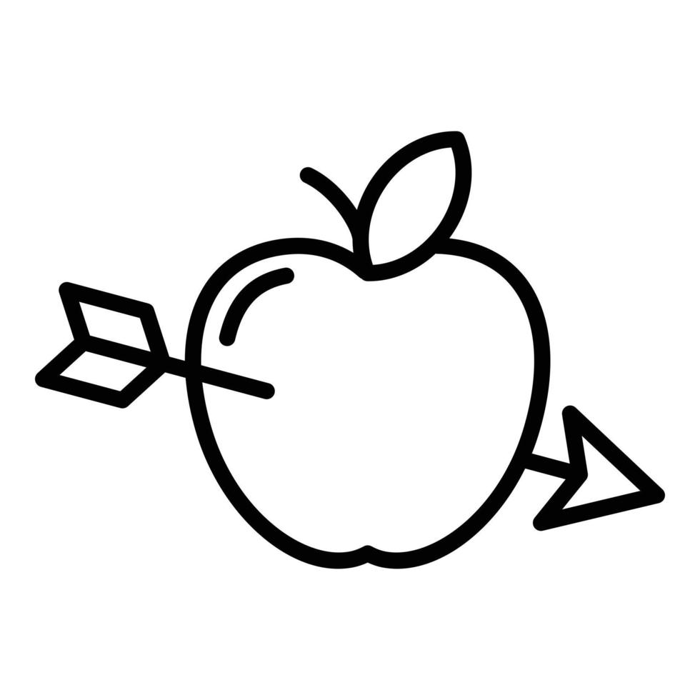 Archery apple icon, outline style vector